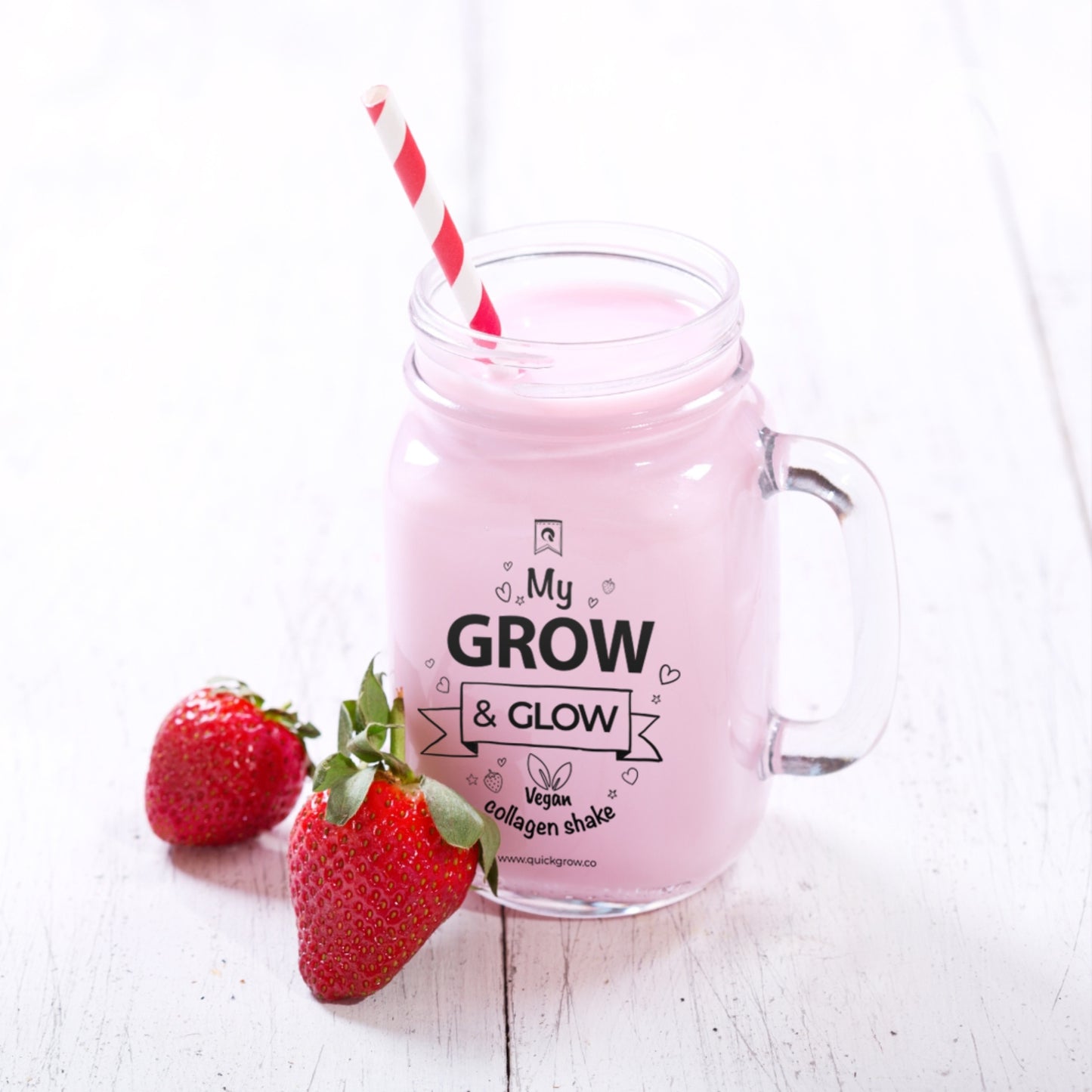 Glass Smoothie Jar (Strawberry)